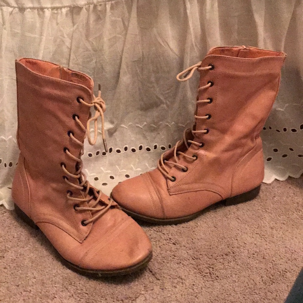 Pink combat boots